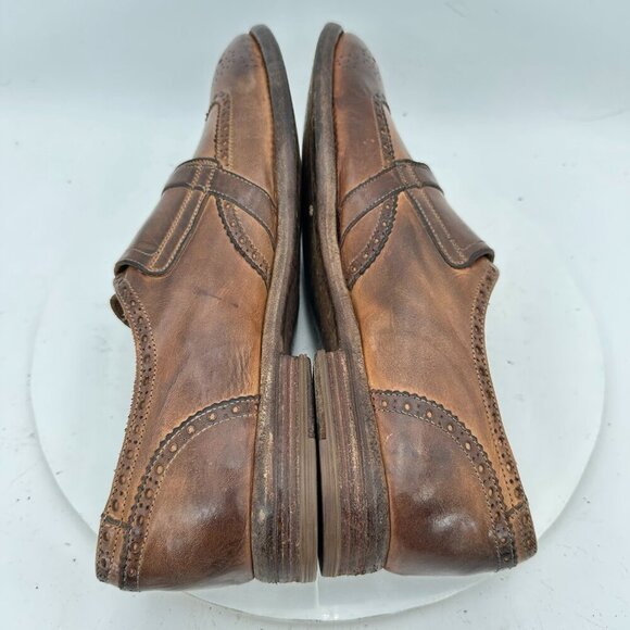 Alexander McQueen Men Size EU 42 US 9 Brown Leather Brogue Double Monk Shoes - Picture 6 of 12